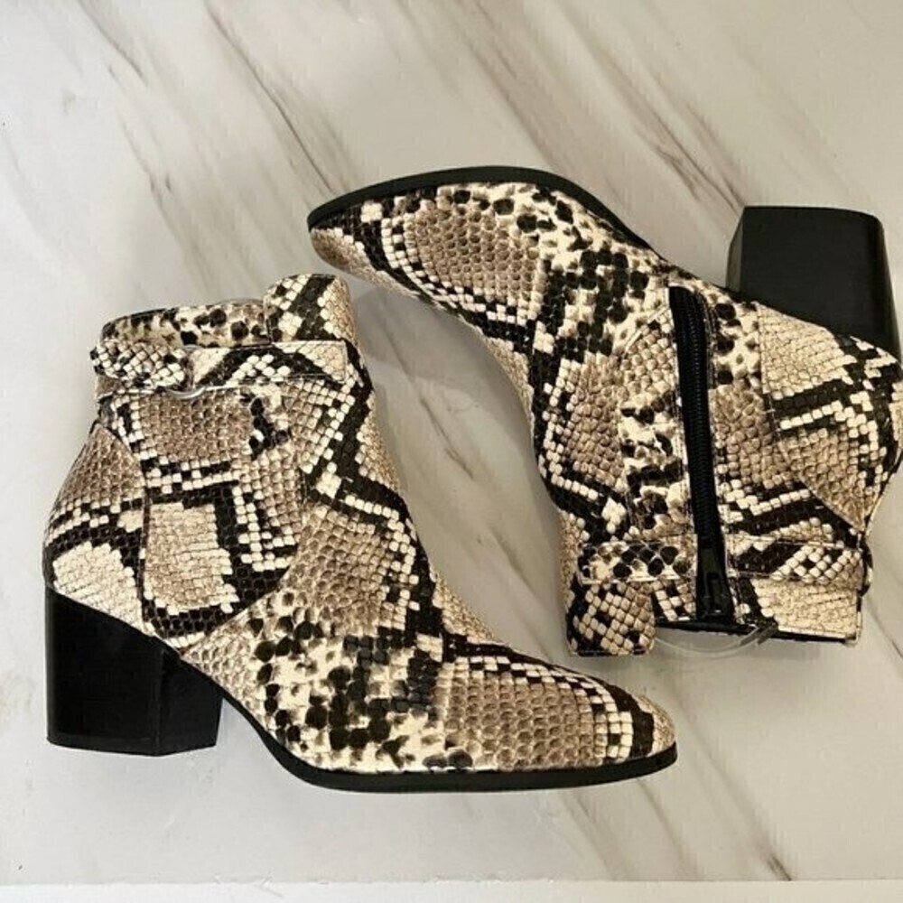 NEW Market & Spruce Snakeskin Ankle Boots size 6.5 Chunky Block Heel BOHO - Picture 5 of 14